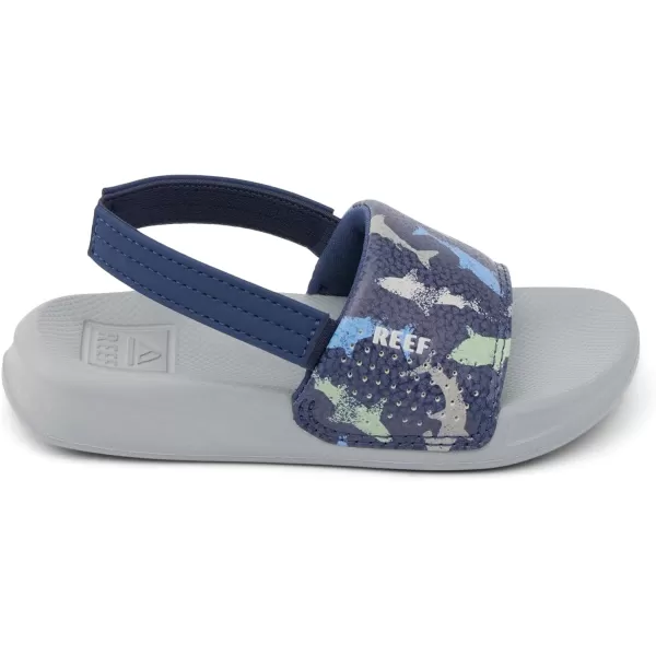 imageREEF Boys Little One Slide SandalNavy Shark