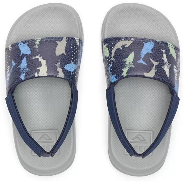 imageREEF Boys Little One Slide SandalNavy Shark