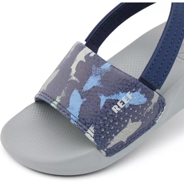 imageREEF Boys Little One Slide SandalNavy Shark