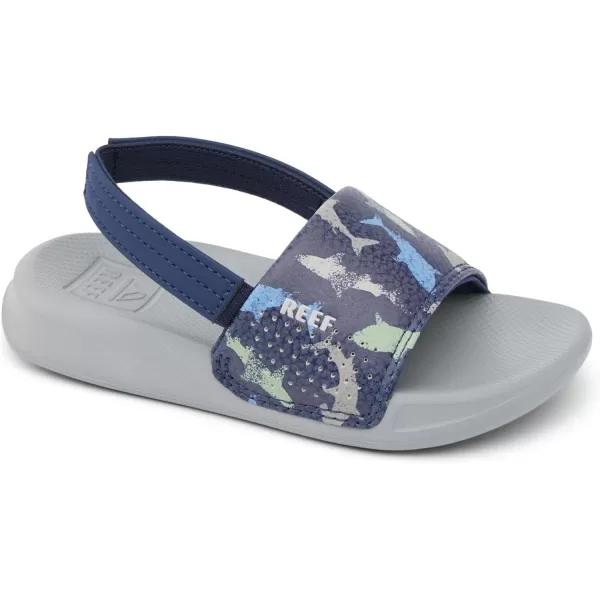 imageREEF Boys Little One Slide SandalNavy Shark