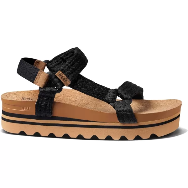 imageREEF Cushion Rem Hi Womens Platform Sandal Adjustable Strap Arch Support and Heel CuppingBlackTan