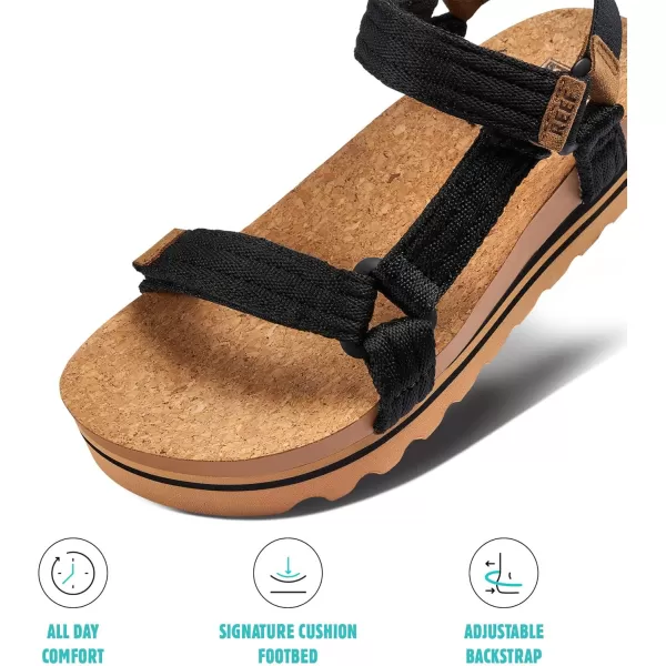 imageREEF Cushion Rem Hi Womens Platform Sandal Adjustable Strap Arch Support and Heel CuppingBlackTan