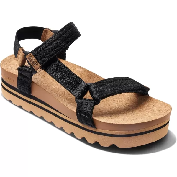 imageREEF Cushion Rem Hi Womens Platform Sandal Adjustable Strap Arch Support and Heel CuppingBlackTan
