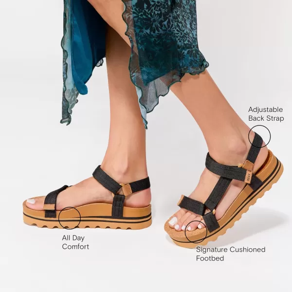 imageREEF Cushion Rem Hi Womens Platform Sandal Adjustable Strap Arch Support and Heel CuppingBlackTan
