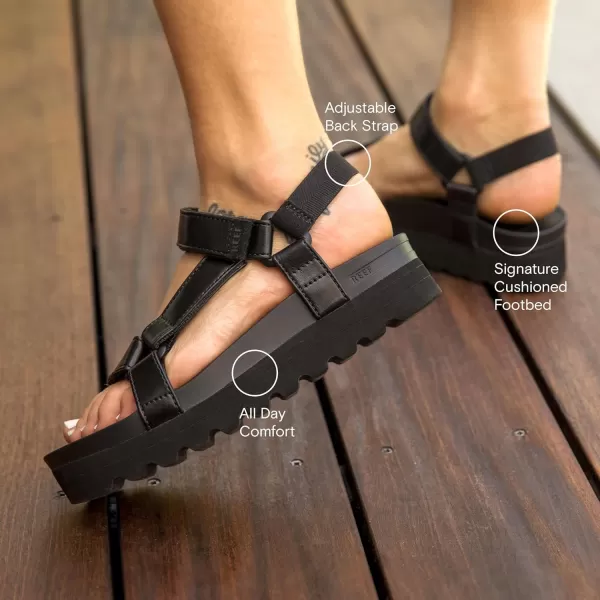imageREEF Cushion Rem Hi Womens Platform Sandal Adjustable Strap Arch Support and Heel CuppingCoco Black