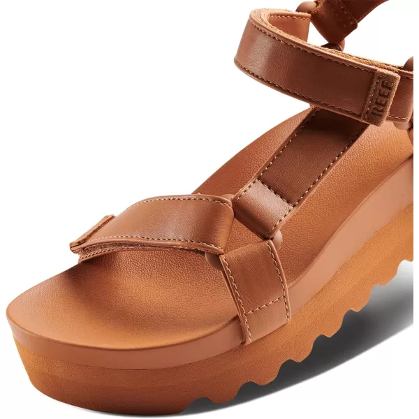 imageREEF Cushion Rem Hi Womens Platform Sandal Adjustable Strap Arch Support and Heel CuppingCognac