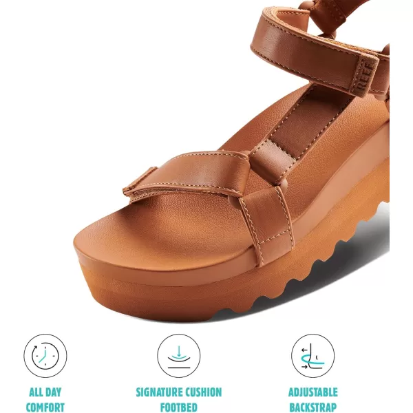 imageREEF Cushion Rem Hi Womens Platform Sandal Adjustable Strap Arch Support and Heel CuppingCognac