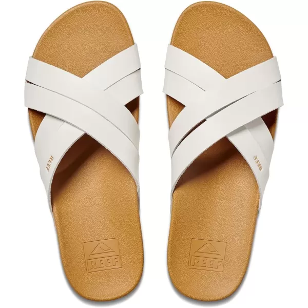 imageREEF Cushion Spring Bloom Womens Fashion Slide Sandal Ultra Soft Cushion FootbedWhiteTan
