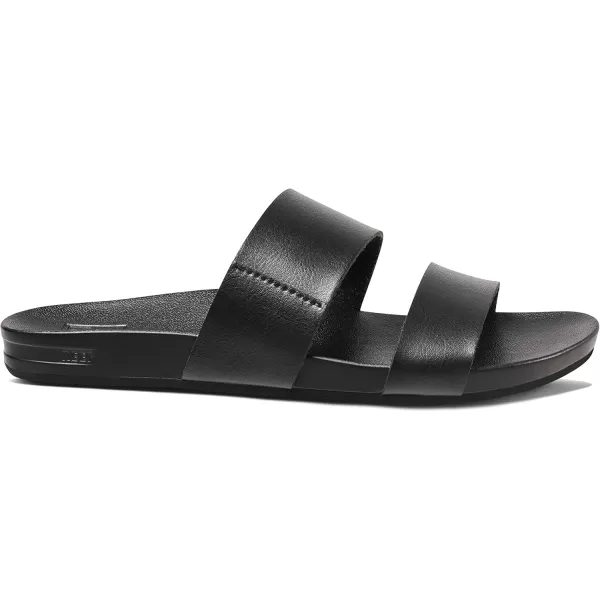 imageREEF Cushion Vista Womens Fashion Slide Sandal Vegan Leather Strap Ultra Soft Cushion FootbedBlack