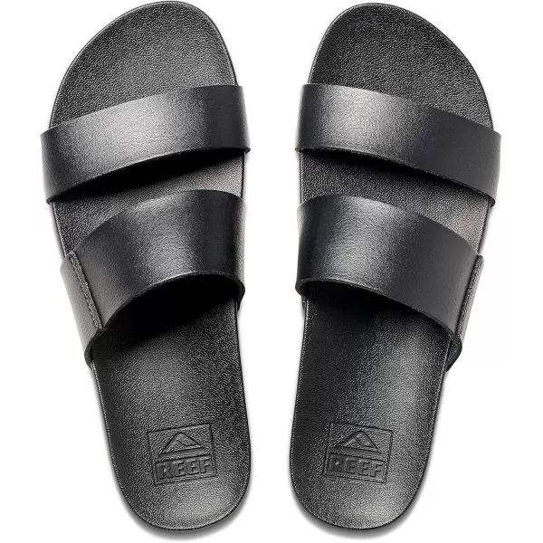 imageREEF Cushion Vista Womens Fashion Slide Sandal Vegan Leather Strap Ultra Soft Cushion FootbedBlack
