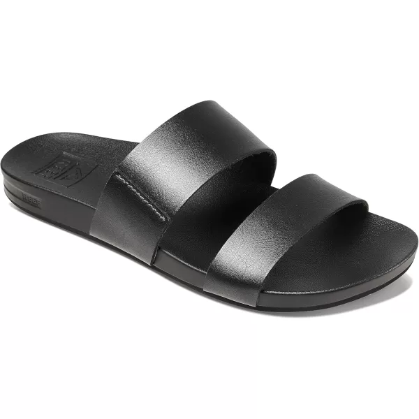imageREEF Cushion Vista Womens Fashion Slide Sandal Vegan Leather Strap Ultra Soft Cushion FootbedBlack