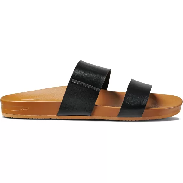imageREEF Cushion Vista Womens Fashion Slide Sandal Vegan Leather Strap Ultra Soft Cushion FootbedBlackNatural