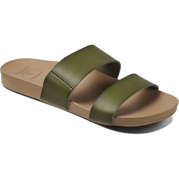 imageREEF Cushion Vista Womens Fashion Slide Sandal Vegan Leather Strap Ultra Soft Cushion FootbedOlive
