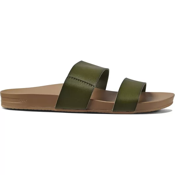imageREEF Cushion Vista Womens Fashion Slide Sandal Vegan Leather Strap Ultra Soft Cushion FootbedOlive