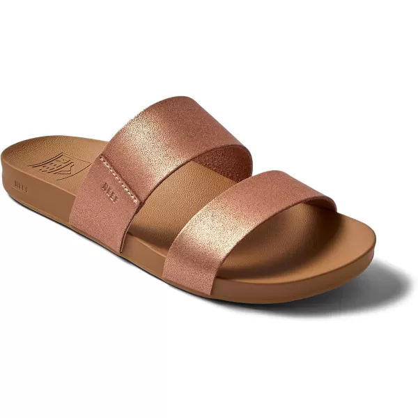 imageREEF Cushion Vista Womens Fashion Slide Sandal Vegan Leather Strap Ultra Soft Cushion FootbedRose Gold