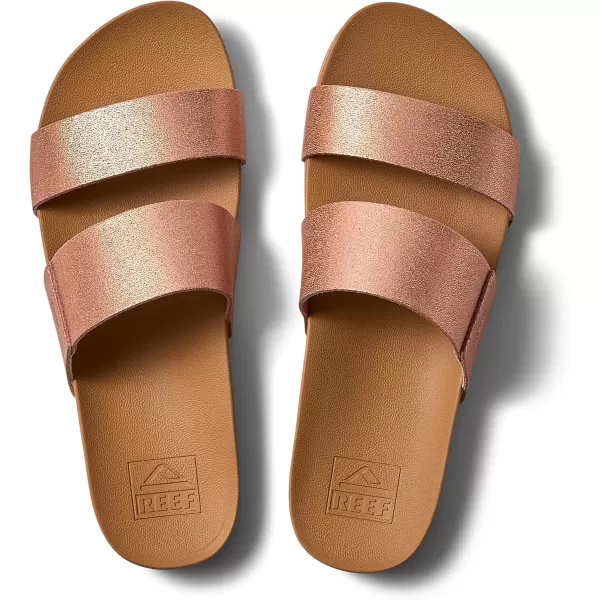 imageREEF Cushion Vista Womens Fashion Slide Sandal Vegan Leather Strap Ultra Soft Cushion FootbedRose Gold