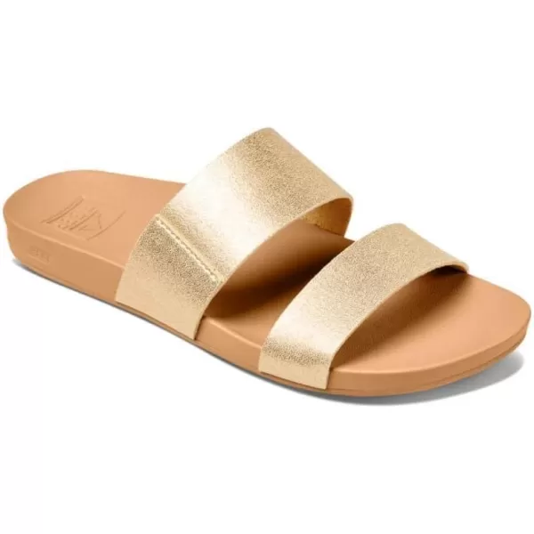 imageREEF Cushion Vista Womens Fashion Slide Sandal Vegan Leather Strap Ultra Soft Cushion FootbedTanChampagne