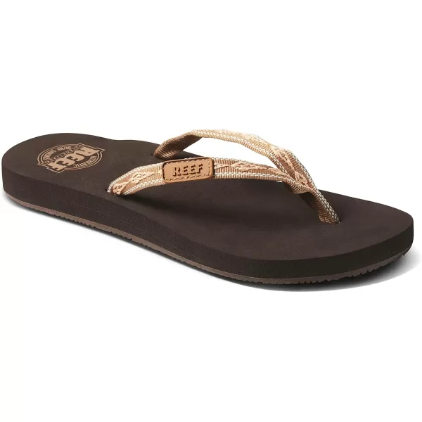 imageREEF Ginger Womens Beach Flip Flop Soft Woven Strap Made From 100 Recycled PETBrownPeach