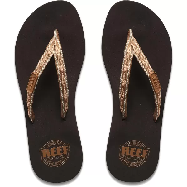 imageREEF Ginger Womens Beach Flip Flop Soft Woven Strap Made From 100 Recycled PETBrownPeach