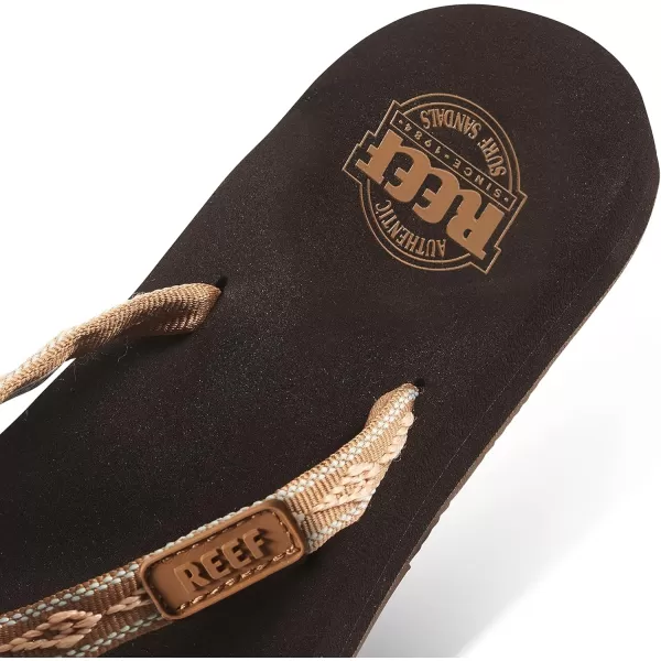 imageREEF Ginger Womens Beach Flip Flop Soft Woven Strap Made From 100 Recycled PETBrownPeach