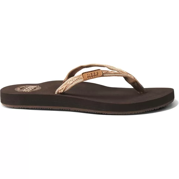imageREEF Ginger Womens Beach Flip Flop Soft Woven Strap Made From 100 Recycled PETBrownPeach
