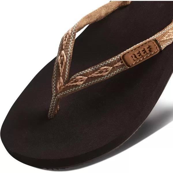 imageREEF Ginger Womens Beach Flip Flop Soft Woven Strap Made From 100 Recycled PETBrownPeach