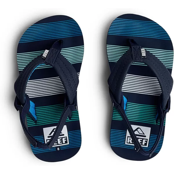 imageREEF Little Ahi UnisexChild Beach Flip Flop Soft Cushion Footbed Water Friendly BackstrapDeep Sea Stripes