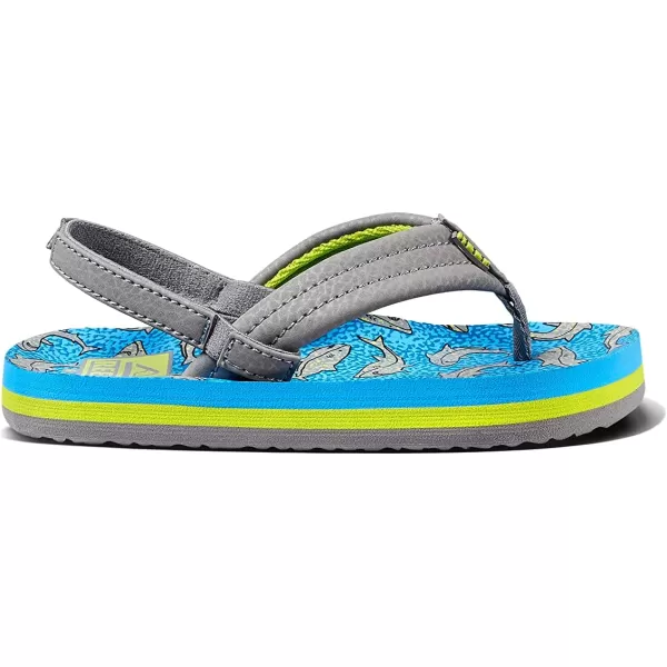 imageREEF Little Ahi UnisexChild Beach Flip Flop Soft Cushion Footbed Water Friendly BackstrapSharky Lime