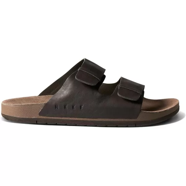 imageREEF Ojai Two Bar Mens Fashion Slide Sandal Premium Suede Soft Cushion FootbedBrown Leather
