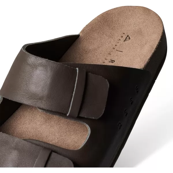 imageREEF Ojai Two Bar Mens Fashion Slide Sandal Premium Suede Soft Cushion FootbedBrown Leather