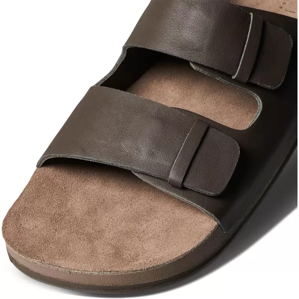 imageREEF Ojai Two Bar Mens Fashion Slide Sandal Premium Suede Soft Cushion FootbedBrown Leather