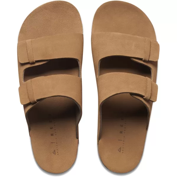 imageREEF Ojai Two Bar Mens Fashion Slide Sandal Premium Suede Soft Cushion FootbedTan