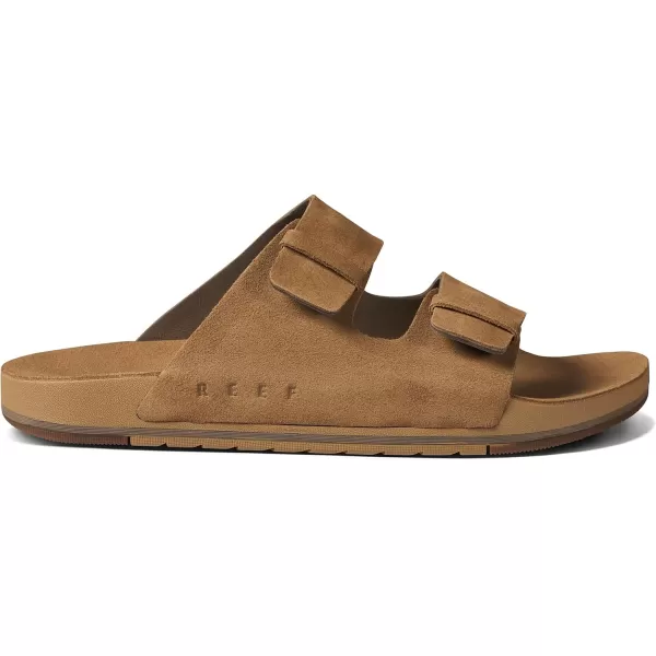imageREEF Ojai Two Bar Mens Fashion Slide Sandal Premium Suede Soft Cushion FootbedTan