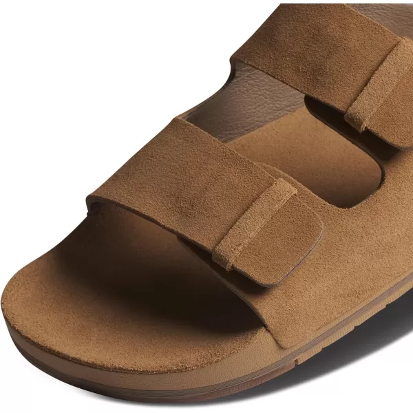 imageREEF Ojai Two Bar Mens Fashion Slide Sandal Premium Suede Soft Cushion FootbedTan