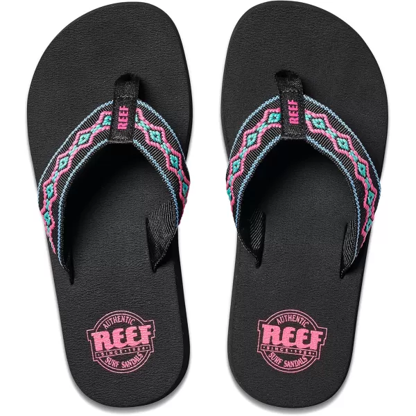 imageREEF Sandy Womens Beach Flip Flop Soft Woven Strap Made From 100 Recycled PETBlack Neon