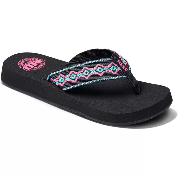 imageREEF Sandy Womens Beach Flip Flop Soft Woven Strap Made From 100 Recycled PETBlack Neon