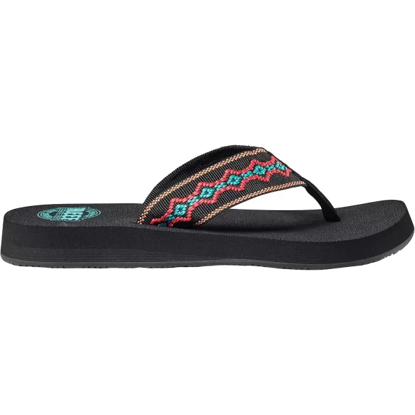 imageREEF Sandy Womens Beach Flip Flop Soft Woven Strap Made From 100 Recycled PETBlackAqua