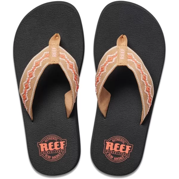 imageREEF Sandy Womens Beach Flip Flop Soft Woven Strap Made From 100 Recycled PETBlackTan