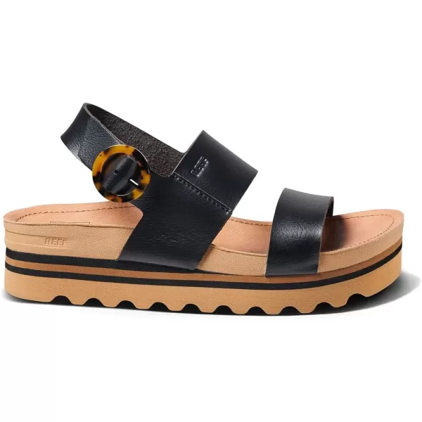 imageREEF Vista Hi Buckle Womens Platform Fashion Sandal Arch Support Ultra Soft Cushion FootbedBlackTan