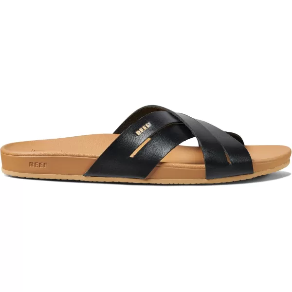 imageREEF Womens Cushion Spring Bloom Slide SandalBlackTan