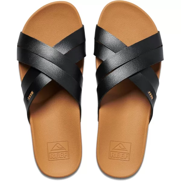 imageREEF Womens Cushion Spring Bloom Slide SandalBlackTan