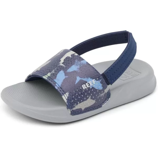 imageREEF Boys Little One Slide SandalNavy Shark