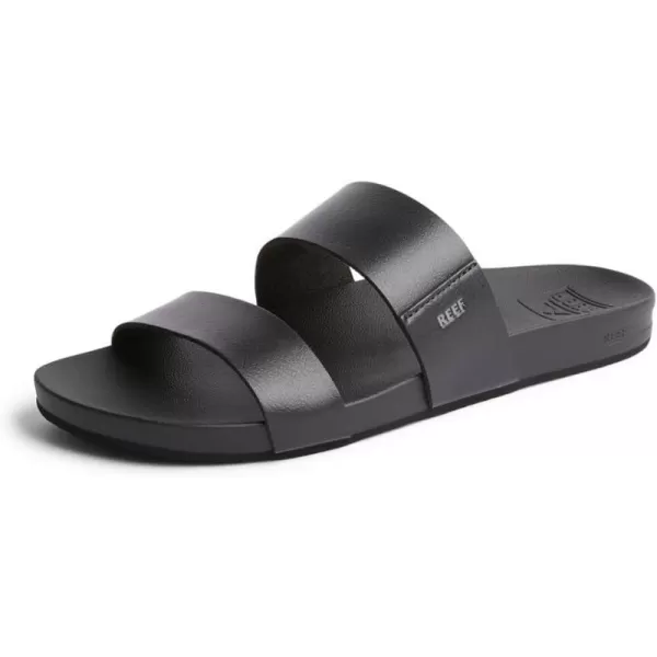 imageREEF Cushion Vista Womens Fashion Slide Sandal Vegan Leather Strap Ultra Soft Cushion FootbedBlack