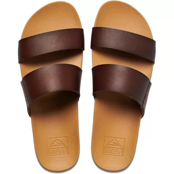 imageREEF Cushion Vista Womens Fashion Slide Sandal Vegan Leather Strap Ultra Soft Cushion FootbedChocolate