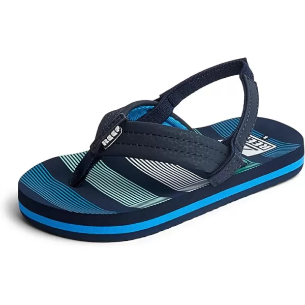 imageREEF Little Ahi UnisexChild Beach Flip Flop Soft Cushion Footbed Water Friendly BackstrapDeep Sea Stripes
