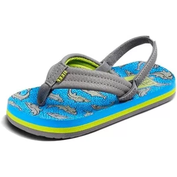 imageREEF Little Ahi UnisexChild Beach Flip Flop Soft Cushion Footbed Water Friendly BackstrapSharky Lime