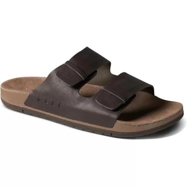 imageREEF Ojai Two Bar Mens Fashion Slide Sandal Premium Suede Soft Cushion FootbedBrown Leather