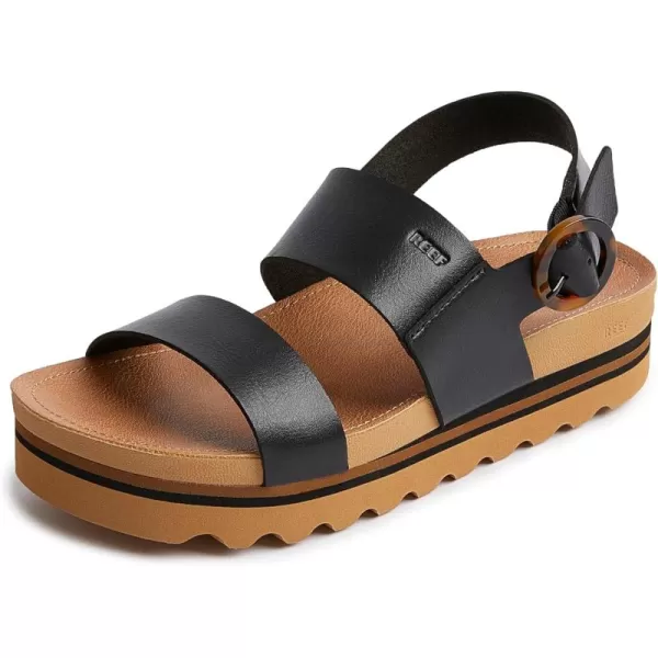 imageREEF Vista Hi Buckle Womens Platform Fashion Sandal Arch Support Ultra Soft Cushion FootbedBlackTan