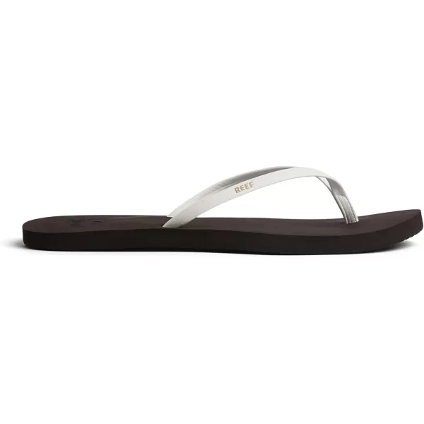 imageREEF Bliss Nights Womens Flip Flop Super Lightweight and Soft Footbed Thin Strap Beach SandalBrownWhite