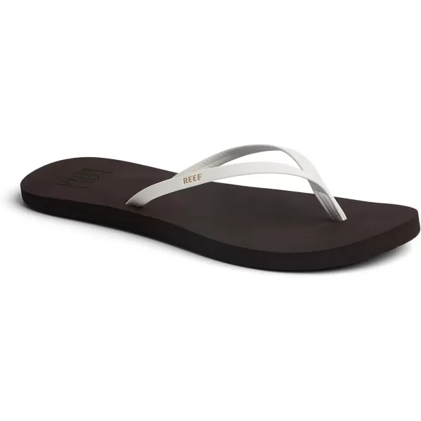 imageREEF Bliss Nights Womens Flip Flop Super Lightweight and Soft Footbed Thin Strap Beach SandalBrownWhite